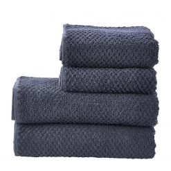 Twentyfour Serviette de toilette Prov Honeycomb II - Étoffe de coton - Bleu foncé