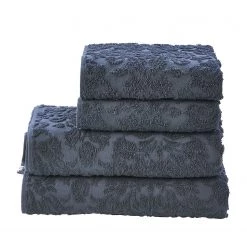 Twentyfour Serviette de toilette Prov Ornament I - Étoffe de coton - Bleu foncé